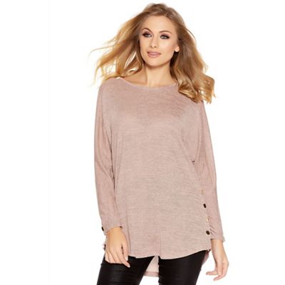 Quiz Pink Light Knit Button Side Top